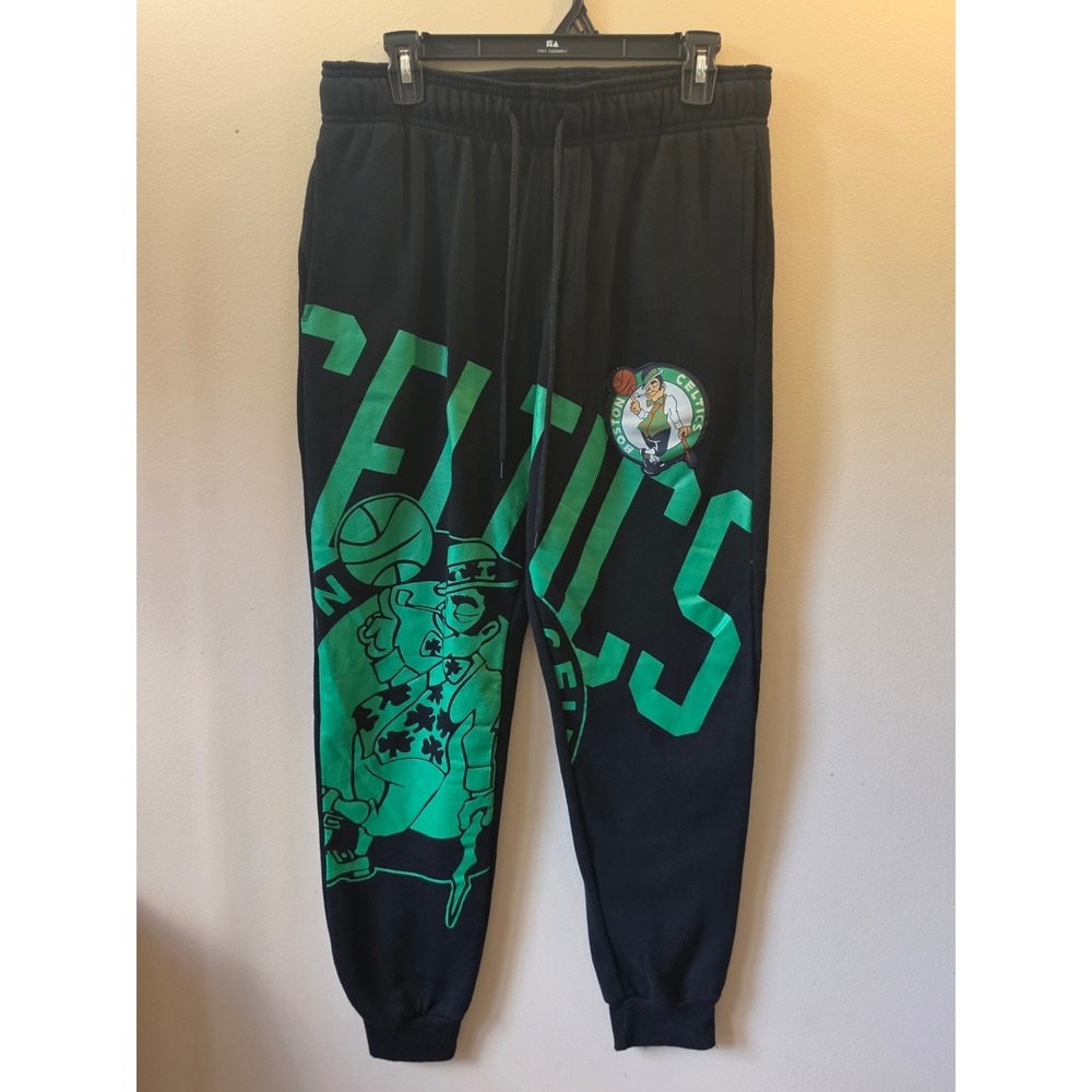 NBA Boston Celtics UNK Sweatpants Mens Medium Black Green Graphic Joggers